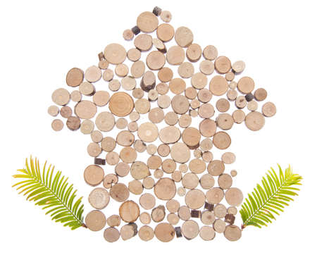 Sustainable Living Home Made from Tree Stumps with Greenery.の写真素材