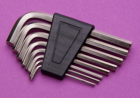 Home Improvement Scene.  Group of Hex Key Wrenches on Bright Purple.の写真素材