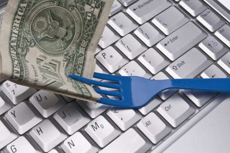 Ordering Food on the Internet Conceptual Image.の写真素材