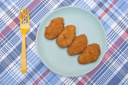 Vibrant Kid Friendly Chicken Nugget Dinner or Snack.の写真素材