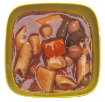 Minestrone Soup in a Bowl Isolated on White の写真素材