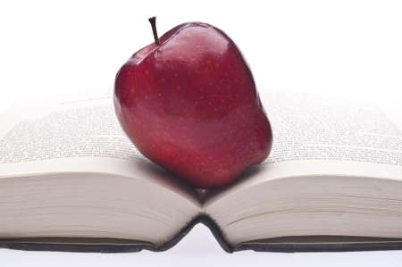 Red Apple and Book Education Concept Image Isolated on White.の写真素材