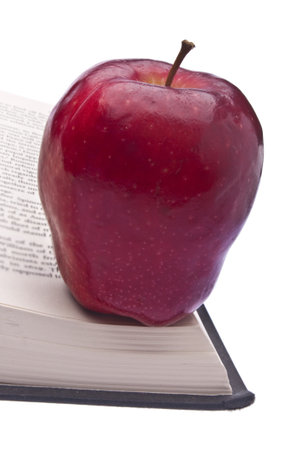 Red Apple and Book Education Concept Image Isolated on White.