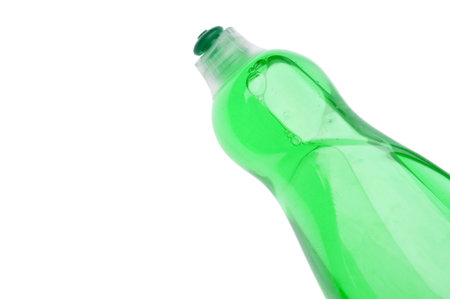 Green Cleaning Border Border Image with a Bottle Full of Green Liquid.  Isolated on White の写真素材