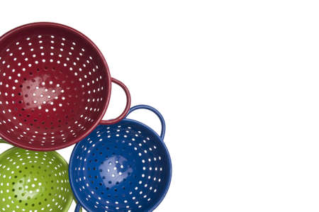 Colorful Colander Border or Background Image Isolated on White.の写真素材