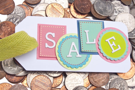 Sale Tag with Money Background Retail Concept.
