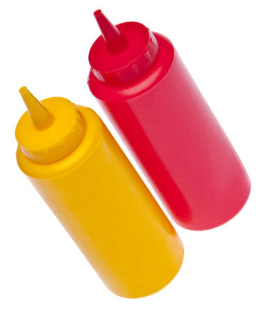 Summer Picnic Concept with Bottles of Ketchup and Mustardの写真素材