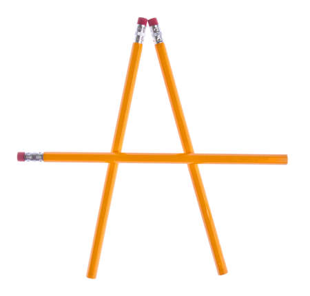 The Letter A in Pencils Back to School Concept Isolated on White の写真素材