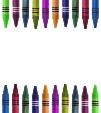 Vibrant Crayon Back to School Border Image Isolated on White の写真素材
