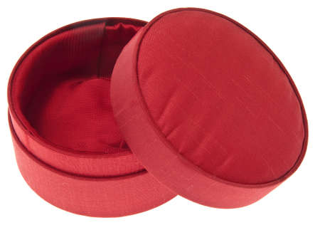 Festive Red Gift Box Isolated on Whiteの写真素材