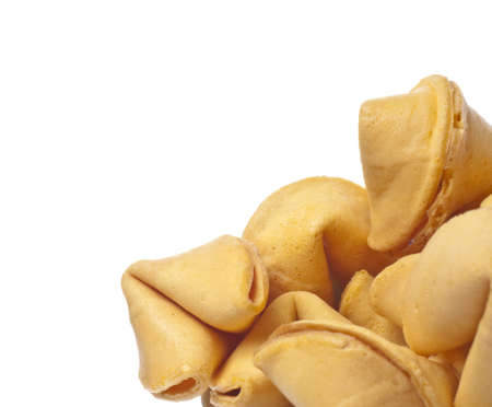 Traditional Fortune Cookies Border Image Isolated on White の写真素材