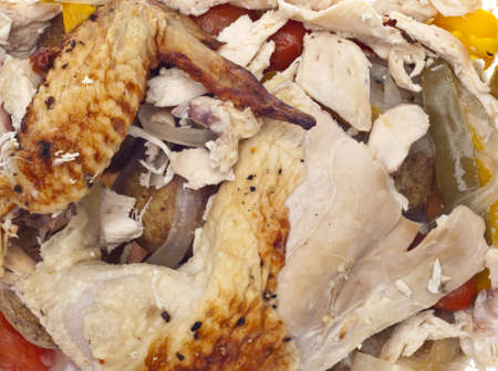 Leftover Roasted Chicken with Vegetables Background Image.の写真素材