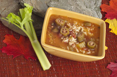 Fresh Gumbo with Okra Soup, a Warm Fall Treat.の写真素材