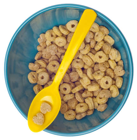 Vibrant Bowl with Breakfast Cereal as Seen from Above の写真素材