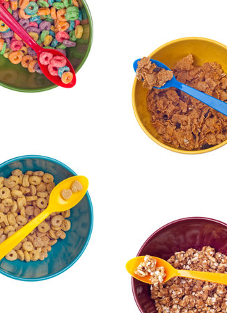 Vibrant Bowl with Breakfast Cereal as Seen from Above の写真素材