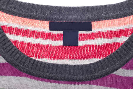Close Up of Vibrant Striped Sweater with Blank Tagの写真素材