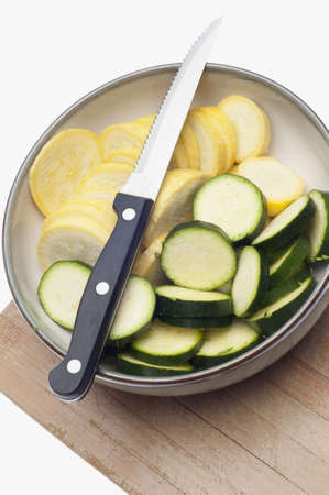 Bowl Fresh of Sliced Squash and Zucchini Food Image.の写真素材