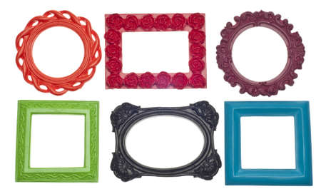 Modern Vibrant Colored Empty Frames Isolated on White の写真素材