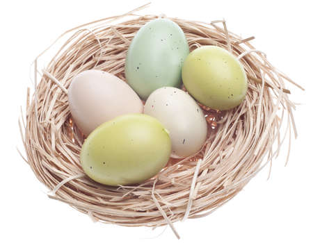 Colorful Eggs in Nest Easter Spring Image.の写真素材