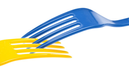Pair of Forks Entwined Love Healthy Lifestyle Concept.