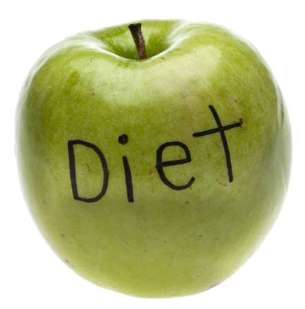 Diet Concept Apple Isolated on Whiteの写真素材