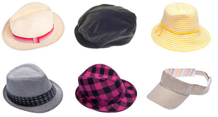 Six Hats for Men and Women Isolated on Whiteの写真素材