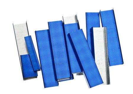 Stack of Blue Staples Isolated on White
