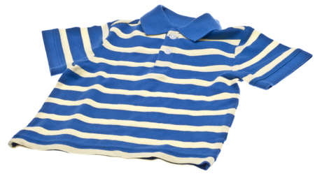 Blue Striped Polo Shirt Isolated on Whiteの写真素材