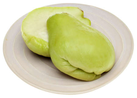 Chayote Vegetable Pear Fruit Isolated on White with a Clipping Path.の写真素材