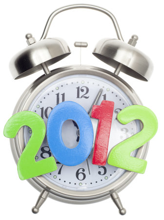 2012 Time Concept, New Year or End of World Isolated on White.