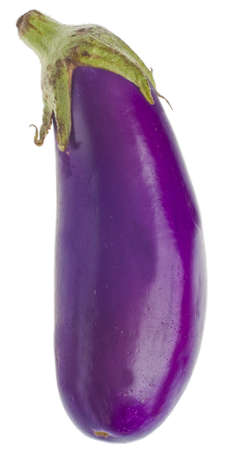 Vibrant Purple Organic Eggplant Isolated on Whiteの写真素材