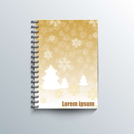 Notepad template with winter backgroundのイラスト素材