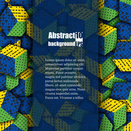 Multicolored cubes with ornament. Brochure template.  Vector illustrationのイラスト素材
