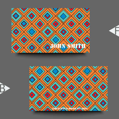 Abstract modern background with hand-drown rhombuses. Business card template. Eps10 Vector illustrationのイラスト素材