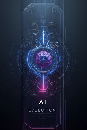 Artificial intelligence (AI) and machine learning concept. Futuristic hi-tech background. Vector illustrationの素材