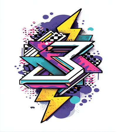 Colorful letter Z in graffiti style on a white background. Vector illustration.の素材