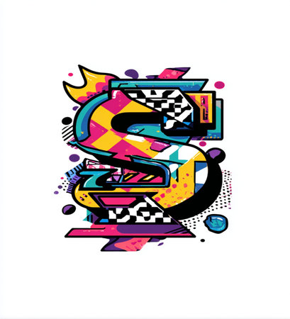 Vector illustration of letter S in pop art style. Colorful element for design.の素材