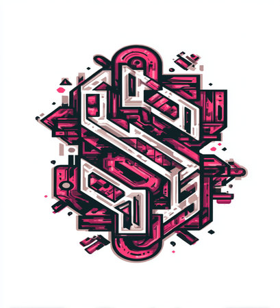 Vector illustration of abstract geometric shape made in line art style on white background.の素材