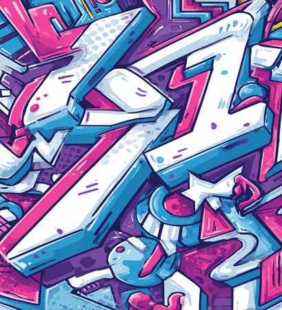 Graffiti urban seamless pattern, vector illustration in graffiti style with bright colors.の素材
