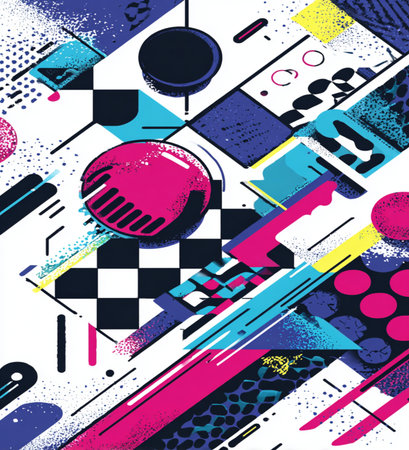 Abstract seamless pattern with geometric elements in memphis style. Vector illustrationの素材