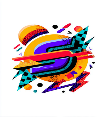 Vector illustration of letter S in graffiti style on a white background.の素材