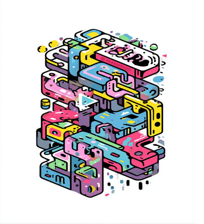 Colorful 3d isometric cube with geometric shapes. Vector illustration.の素材