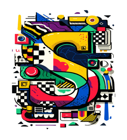 Vector colorful illustration of number 2 in cartoon style on white background.の素材