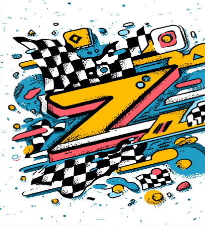 Vector illustration of a racing background with a checkered flag.の素材