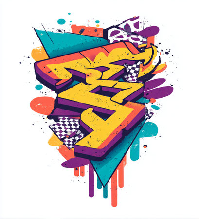 Graffiti colorful 3D word on a white background. Vector illustration.の素材