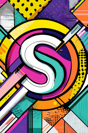 Letter S on colorful pop art background. Vector illustration. Eps 10の素材