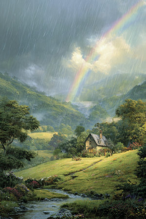 Rainy day in the English Lake District, Cumbria, Englandの素材