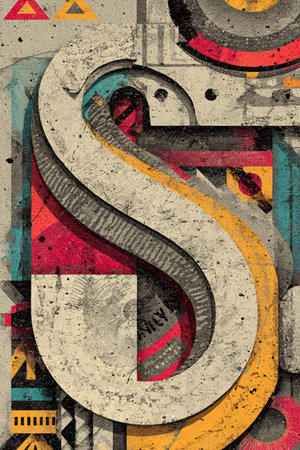 Grunge letter S on the wall. Grunge style.の素材