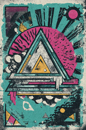 Vintage grunge background with hand drawn elements. Vector illustration.の素材