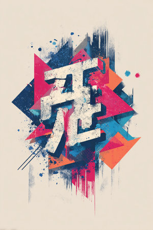Grunge colorful background with text on it. Grunge style.の素材